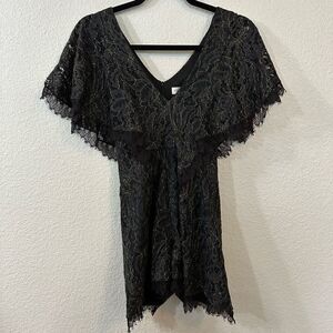 Dress The Population Raven Black Lace Romper Size S